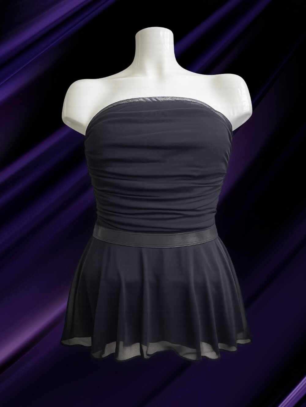 🌟 Nella Fantasia Strapless Black Babydoll Top | Flowy Chiffon Hem | Elegant